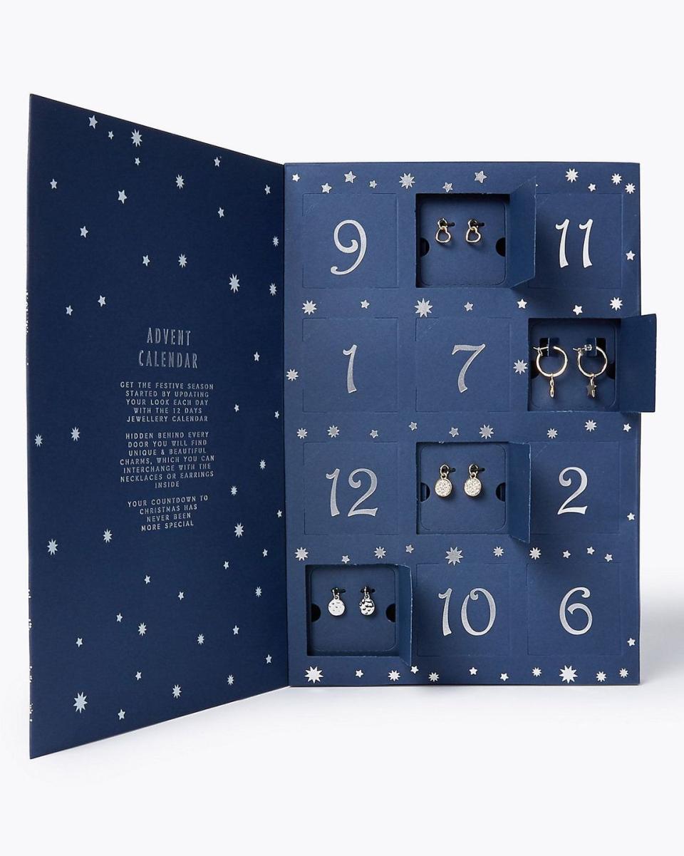 <p><a class="link " href="https://go.redirectingat.com?id=127X1599956&url=https%3A%2F%2Fwww.marksandspencer.com%2Fchristmas-jewellery-advent-calendar%2Fp%2Fclp60164365&sref=https%3A%2F%2Fwww.housebeautiful.com%2Fuk%2Flifestyle%2Fshopping%2Fg150%2Falternative-advent-calendar%2F" rel="nofollow noopener" target="_blank" data-ylk="slk:BUY NOW;elm:context_link;itc:0;sec:content-canvas">BUY NOW</a> £19.50 via M&S</p><p>M&S' 12 days of Christmas jewellery advent calendar includes a different charm behind each door, which can be interchanged with the earrings and necklaces included. Skin Kind™ metal means it's suitable even for extra sensitive skin. </p>