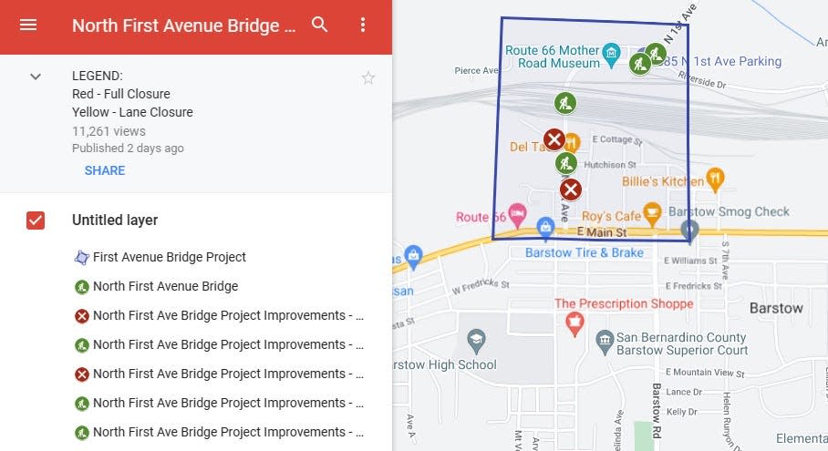 A temporary road closure will take place as crews work on the North First Avenue Bridge project. Crews are scheduled to begin construction on curbs, gutters, sidewalks, and ADA ramps at the corner of West White Street and North First Avenue.