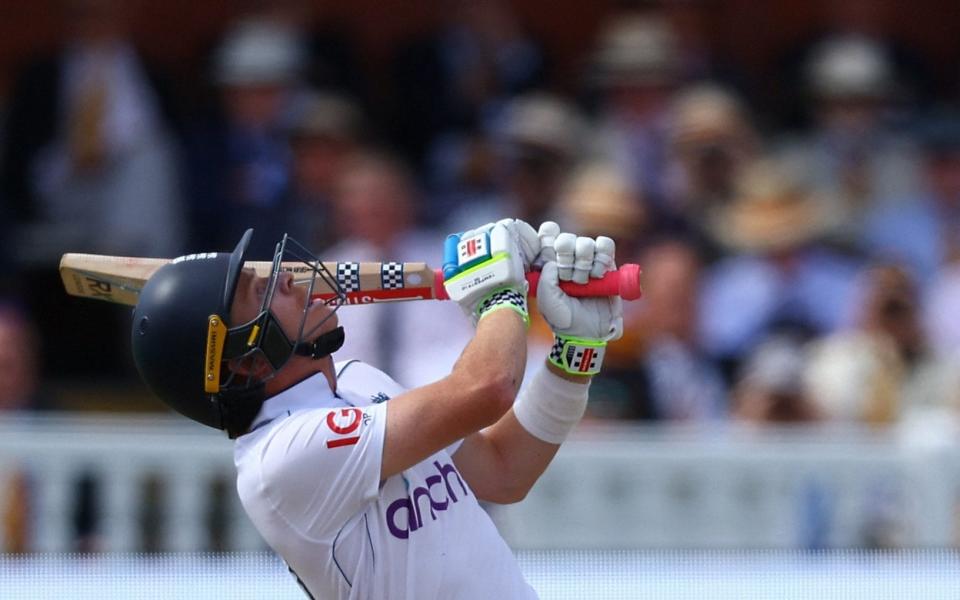 England captain Ollie Pope fell to a loose pull shot