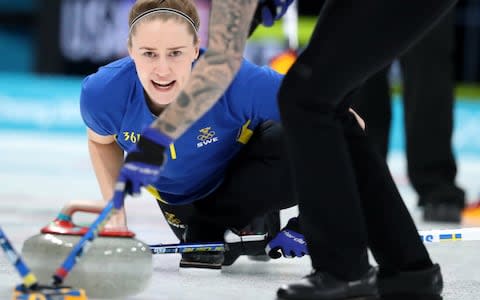 Vice-skip Sara McManus of Sweden watches the shot. - Credit: REUTERS/Lucy Nichols