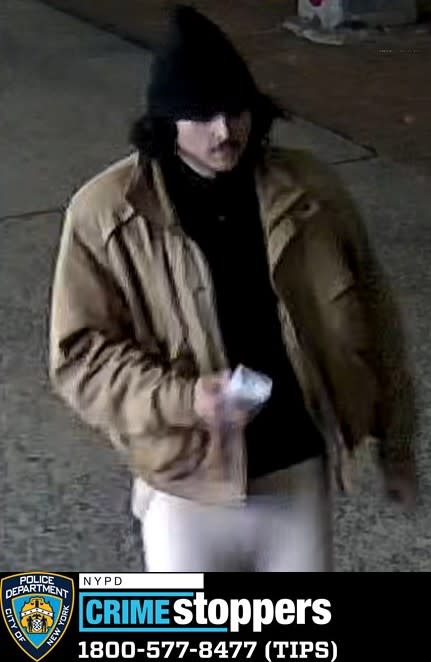 NYPD surveillance video captured Raad Almansoori leaving Soho 54 Hotel on Feb. 8 wearing the pink tights that belonged to murder victim Denisse Oleas-Arancibia. DCPI