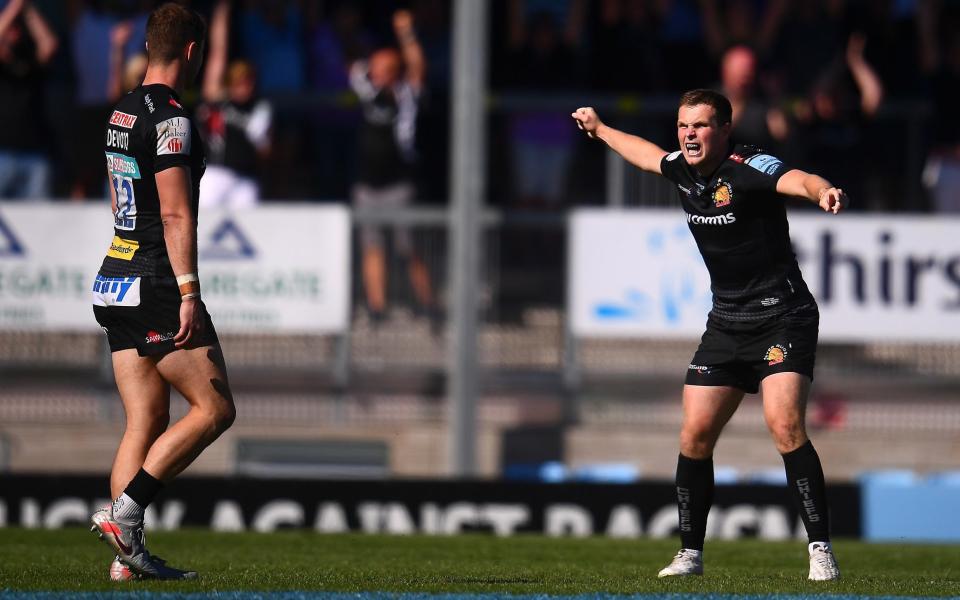 Joe Simmonds celebrates his late penalty – - GETTY IMAGES