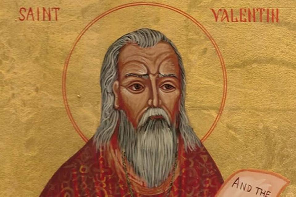 An artist’s version of Saint Valentine, believed by some to be a persecuted Christian who secretly married other Christians and was eventually executed by the Roman emperor Claudius II Gothicus.