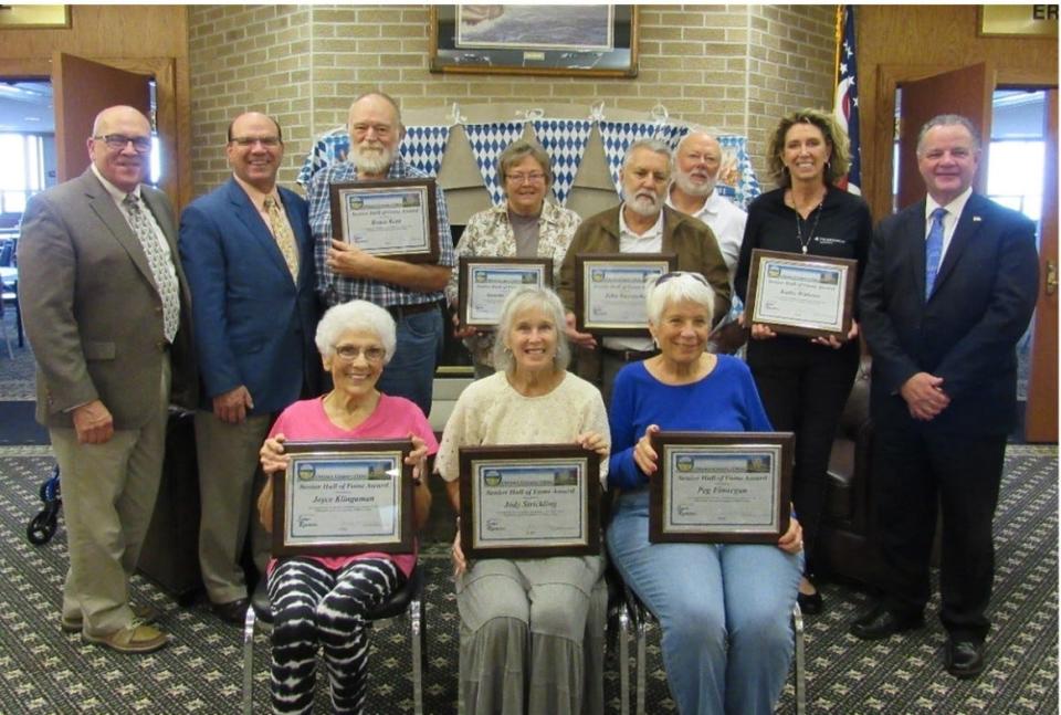 From left, in front, Joyce Klingaman, Jody Strickling, and Peg Finnegan. In back, Commissioners Don Douglas and Mark Coppeler, Bruce Kent, Annette LeForce, John Stayancho, Jim Adkins, Kathy Withrow and Commissioner Mark Stahl. Not Pictured: Rosalyn Barnhill, Kathi Spayde, Dianne Hartenburg and Michael Sesock.