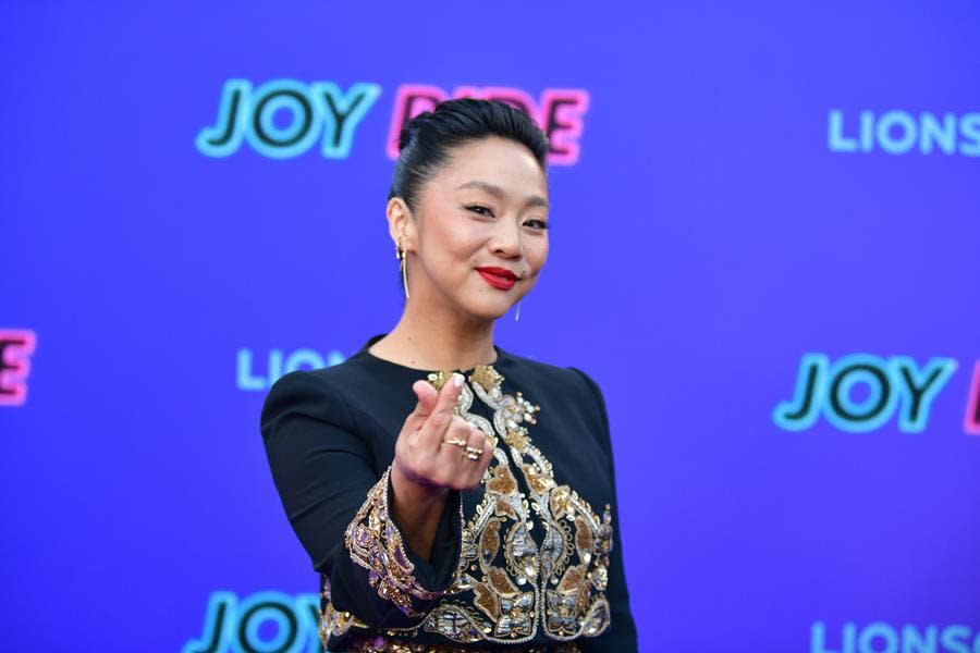 Stephanie Hsu was all smiles at the “Joy Ride” Los Angeles premiere at the Regency Village Theatre in Westwood. (Araya Doheny/Getty Images for Lionsgate)