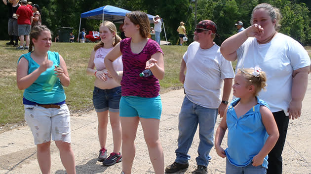 Gathering for the Summer Redneck Games.