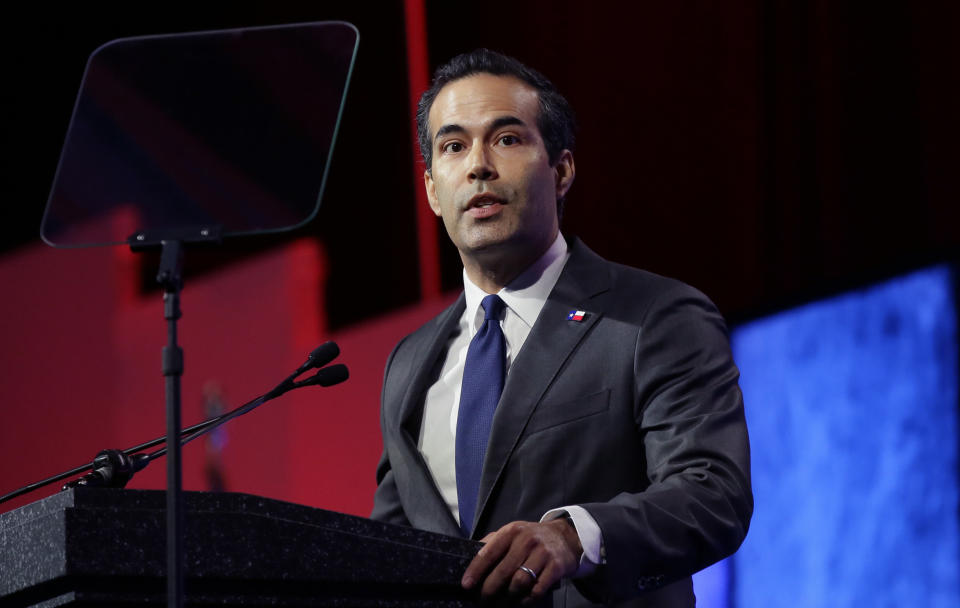 FILE - In this May 12, 2016 file photo, Texas land commissioner George P. Bush speaks at the Texas Republican Convention in Dallas. The Kennedys had their New England coastal hideaway in Hyannis Port, a Camelot-like mystique and a political godfather in Joseph P. Kennedy. For the country's other political dynasty, the Bushes , it was a summer home in Maine and the West Texas oil patch that created a mix of Yale blue-blood and backcountry cowboy. Their patriarch was George H.W. Bush, a World War II hero, Texas congressman, the director of the CIA, vice president and eventually president. . (AP Photo/LM Otero)