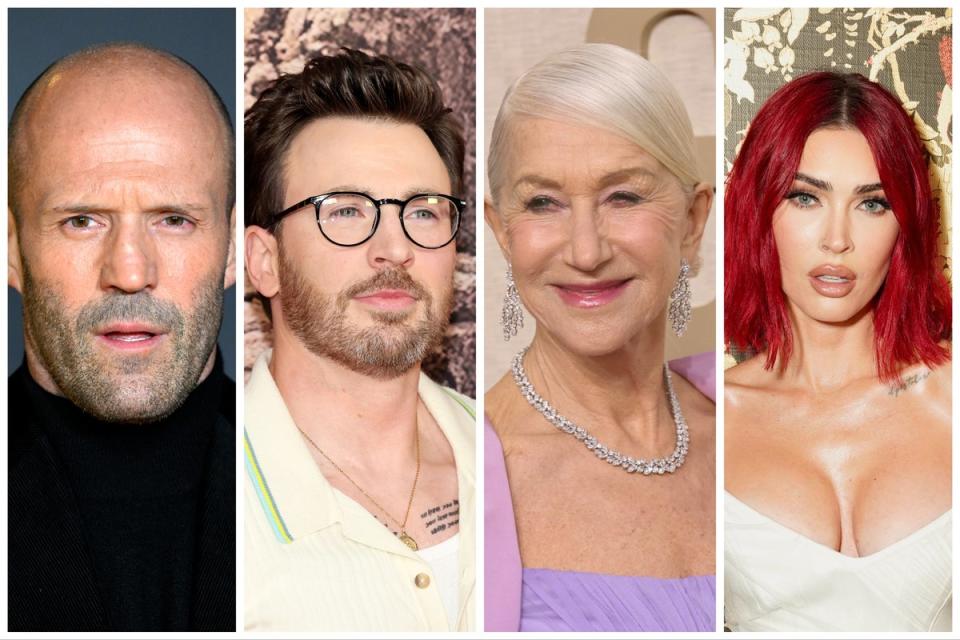 Razzies 2024: Worst actor nominees Jason Statham, Chris Evans, Helen Mirren and Megan Fox (Getty)