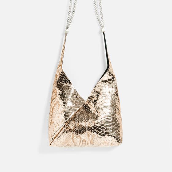 Metallic Leather Bucket Bag