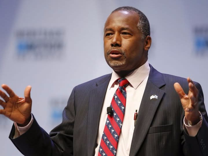 U.S. Republican candidate Dr. Ben Carson speaks during the Heritage Action for America presidential candidate forum in Greenville, South Carolina September 18, 2015. REUTERS/Chris Keane 