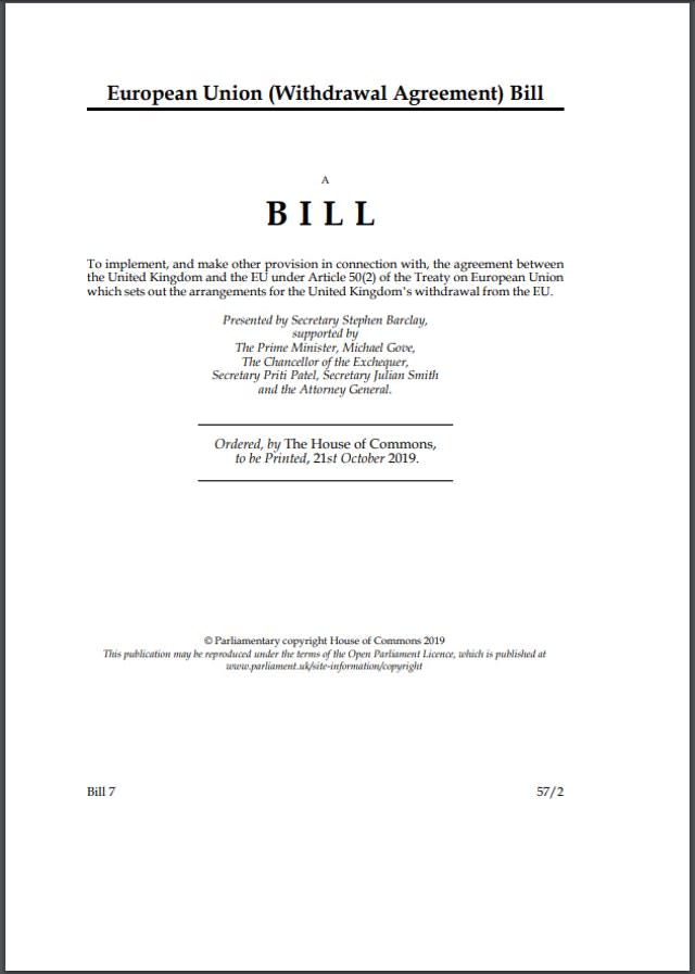 The Government's draft of the Withdrawal Agreement Bil