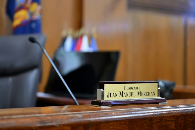 Una vista general de la sala que preside el juez de origen colombiano Juan Manuel Merchan en el Tribunal Supremo de Nueva York, el 12 de marzo de 2024. (ANGELA WEISS)