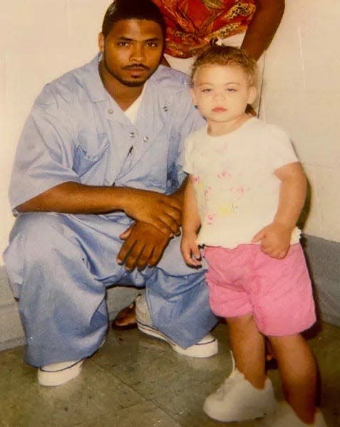 Barksdale's daughter (right) would visit him (left) monthly while he was in prison from a young age. Once she was old enough to understand, they would talk about the importance of having rights, specifically the right to vote.