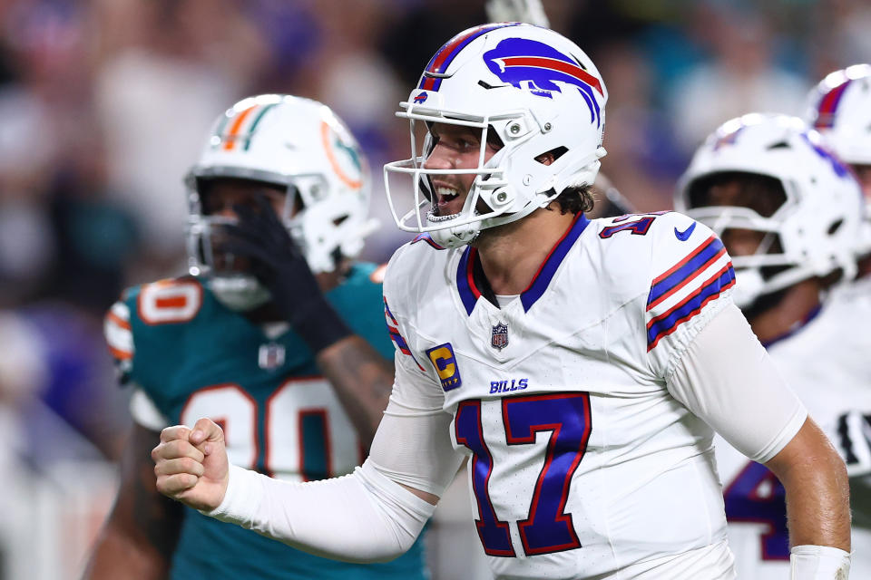 Josh Allen and the Buffalo Bills got a big win over the Dolphins on Thursday night. (Photo by Megan Briggs/Getty Images)