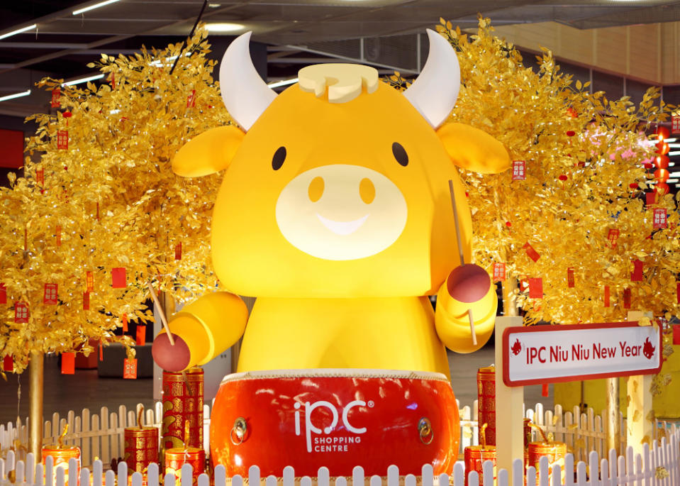 The cute and chubby ox is ready to drum up a lucky beat for the new year. — Picture courtesy of IPC Shopping Centre