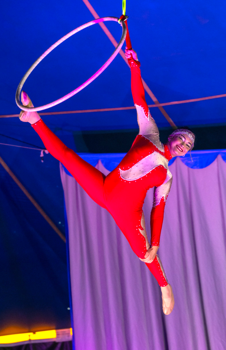 Aerial acrobatics are part of the fun of the Lewis and Clark Circus.
