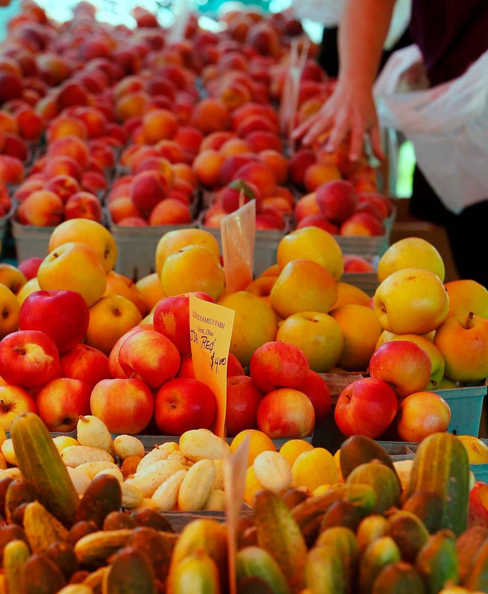 Produce for sale at the market stand of Quiroz Family Farm during the Hudson Farmers Market.