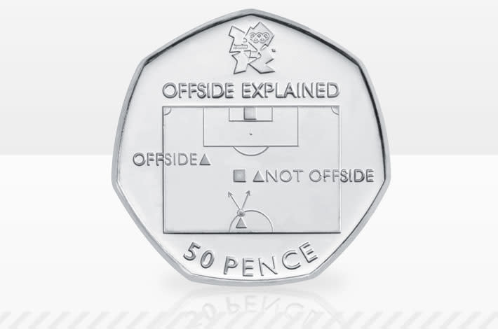 2012 Olympic's football offside rule 50p