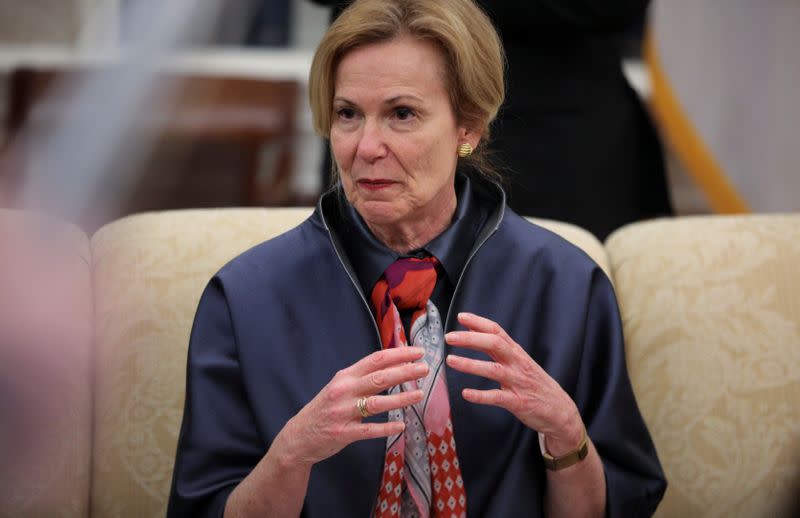 FILE PHOTO: Dr Birx speaks as U.S. President Trump meets with Texas Governor Abbott about coronavirus response at the White House in Washington