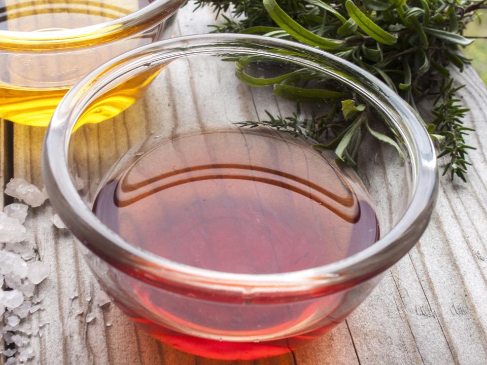 red wine vinegar in a small glass bowl