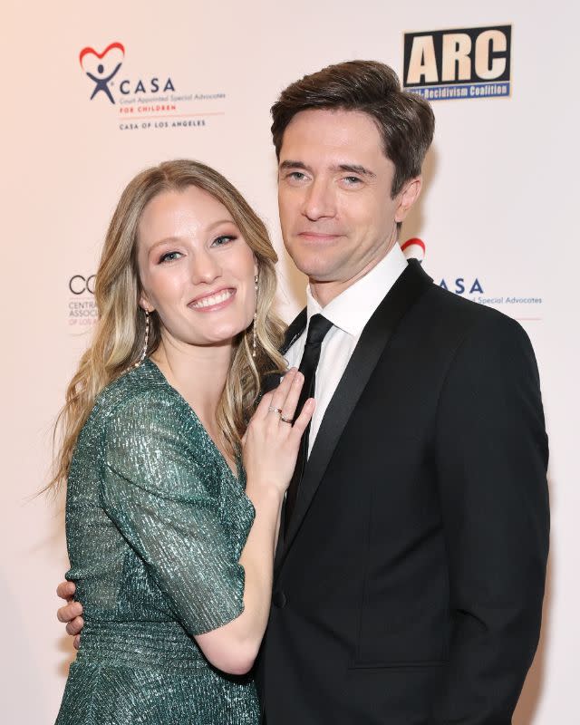 LOS ANGELES, CALIFORNIA – MAY 10: Ashley Grace (L) and Topher Grace (R) attend the 10th Annual CASA/LA Benefit REIMAGINE Gala at Skirball Cultural Center on May 10, 2022 in Los Angeles, California. (Photo by Amy Sussman/Getty Images)