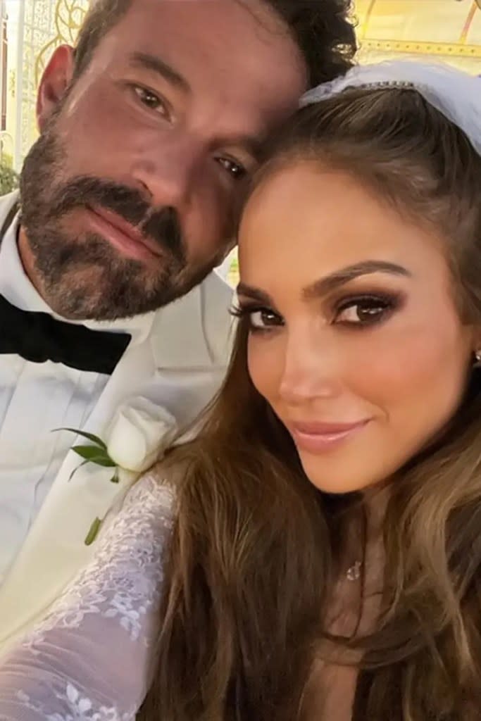 Affleck and Lopez at their wedding. jlo/Instagram