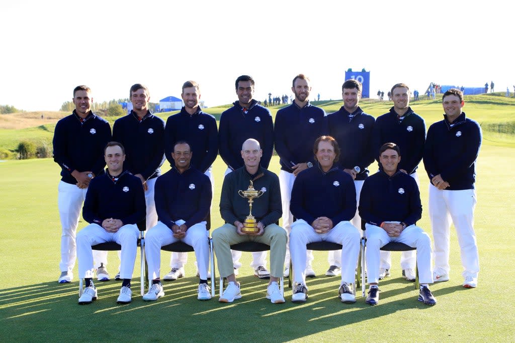 Ryder Cup team-mates Bryson DeChambeau (back row, 2nd left) and Dustin Johnson (back row, 5th left) have committed themselves to the PGA Tour (Gareth Fuller/PA) (PA Archive)