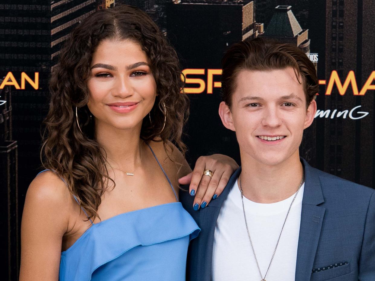 Zendaya and Tom Holland posing together in Madrid in June 2017.