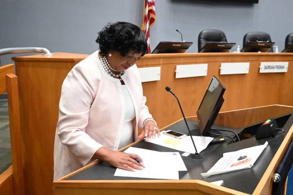 City Council member Monique Holsey-Hyman took her oath of office May 11, 2022, at Durham City Hall. City of Durham