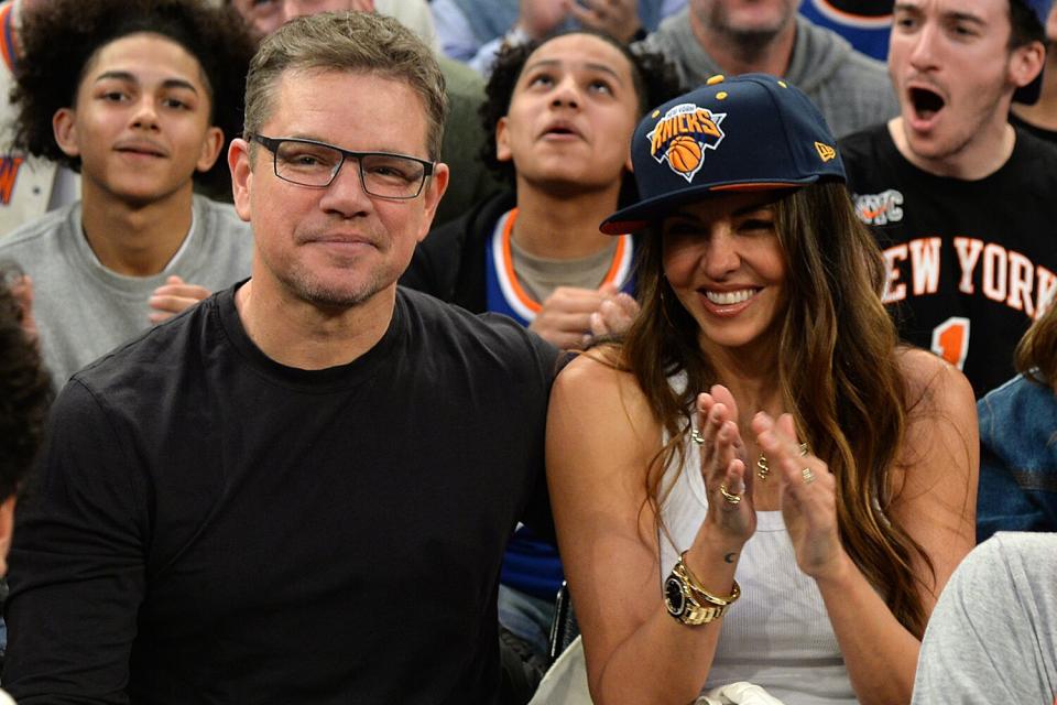 Matt Damon, Luciana Barroso San Antonio Spurs v New York Knicks, NBA Basketball