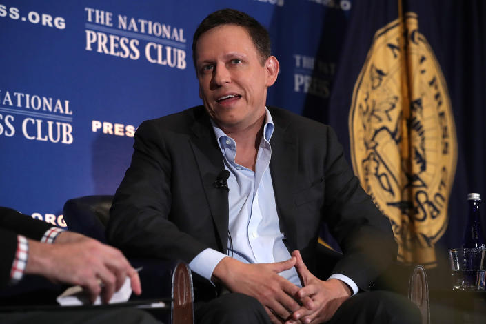 WASHINGTON, DC - OCTOBER 31:  Entrepreneur Peter Thiel participates in a discussion at the National Press Club on October 31, 2016 in Washington, DC. Thiel discussed his support for Republican presidential nominee Donald Trump.  (Photo by Alex Wong/Getty Images)