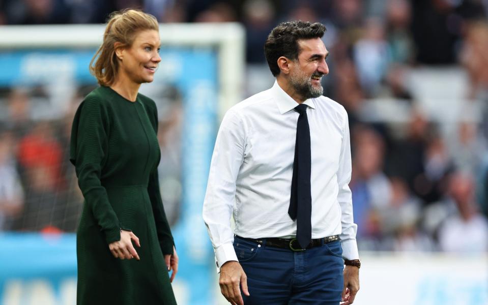 Newcastle United owners, the Saudi Public Investment Fund, led by Yasir Al-Rumayyan and Amanda Staveley during the Premier League match between Newcastle United and Leicester City at St. James Park on May 22, 2023