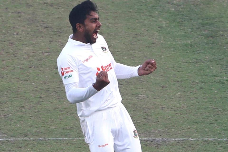 Mehidy Hasan Miraz helped Bangladesh close in a strong position (Surjeet Yadav/AP) (AP)