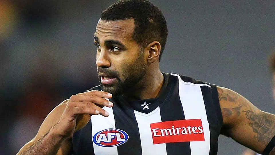 Heritier Lumumba is seen here during his playing days with Collingwood in the AFL.