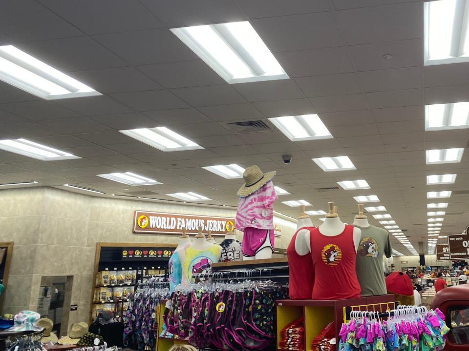 Apparel and ceiling at Buc-ee's