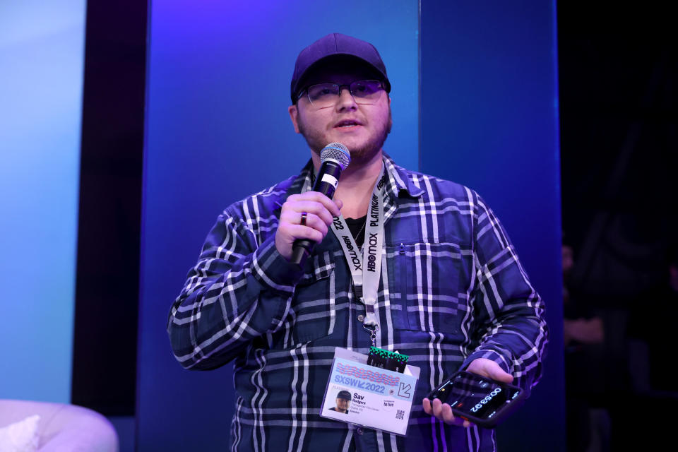 AUSTIN, TEXAS - MARCH 12: Sav Rodgers of the Transgender Film Center speaks onstage during Community Organization Members Reveal Their Own Coming Of Age Stories in reflection of WarnerMedia OneFifty's SXSW film entry - 