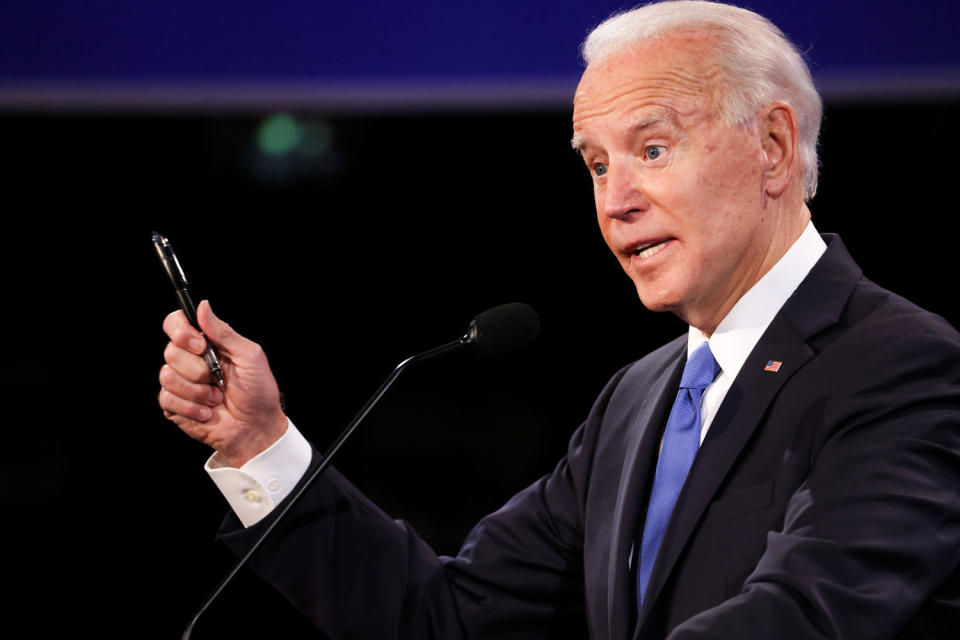 Biden participates in the final presidential debate against Donald Trump at Belmont University in Nashville, Tennessee. (Justin Sullivan / Getty Images file)