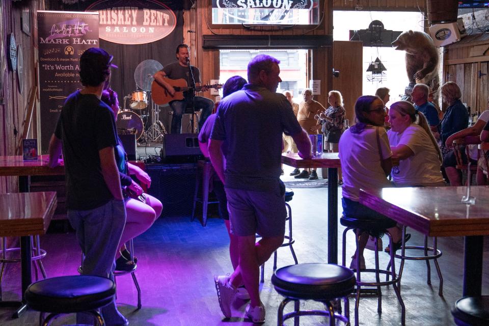 Mark Hatt performs at Whiskey Bent Saloon Wednesday afternoon, Sept. 27, 2023. The honky-tonk is the only business on Lower Broadway taking part in the Sexual Assault Center in Nashville's "Safe Bar" program which supplies tests for patrons to check for common date rape drugs like ketamine and GHB (gamma hydroxybutyrate).