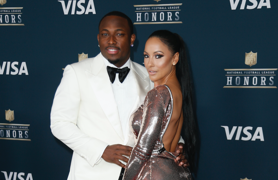 LeSean McCoy and Delicia Cordon at at Super Bowl party in 2017. (Getty)