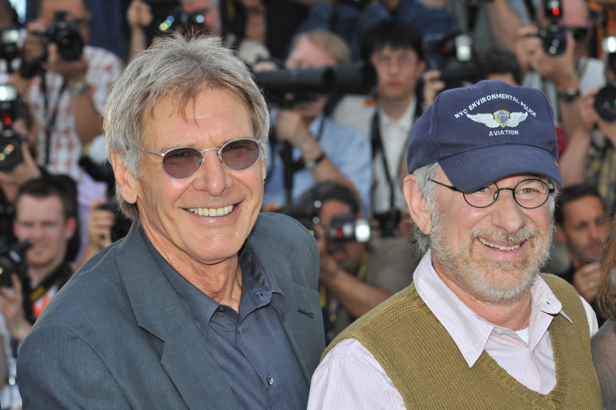 Harrison Ford y Steven Spielberg en la sesión fotográfica de 