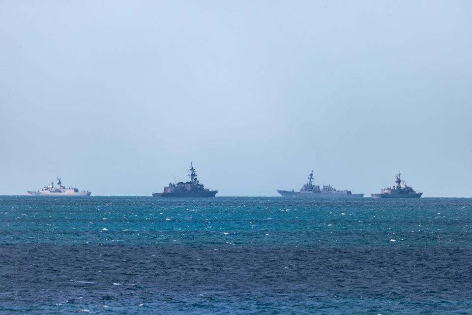 美日韓澳四國 2021 年 7 月派出軍艦參與「護身軍刀」軍演。   圖：翻攝Talisman Sabre推特
