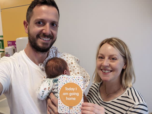 Writer Charlie Bond with her husband Jamie and son Seb, who returned home after almost a month in NICU.  (Photo: Charlie Bond)