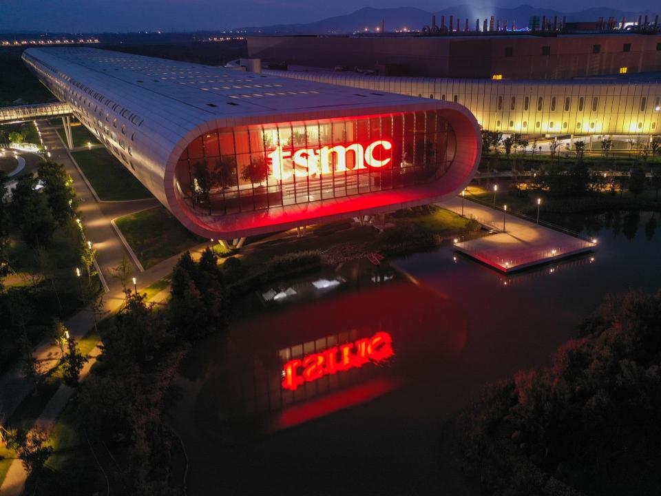 An aerial view of a 12-inch wafer fabrication plant owned by Taiwan Semiconductor Manufacturing Co. (TSMC) in Nanjing in east China's Jiangsu province Wednesday, Aug. 10, 2022.