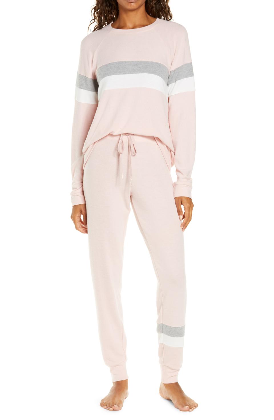 PJ Salvage Stripe Trim Pajamas. Image via Nordstrom.