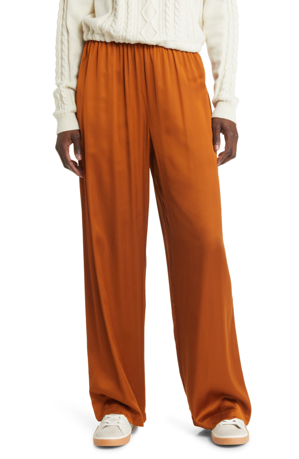 Treasure & Bond Satin Wide Leg Pull-On Pants