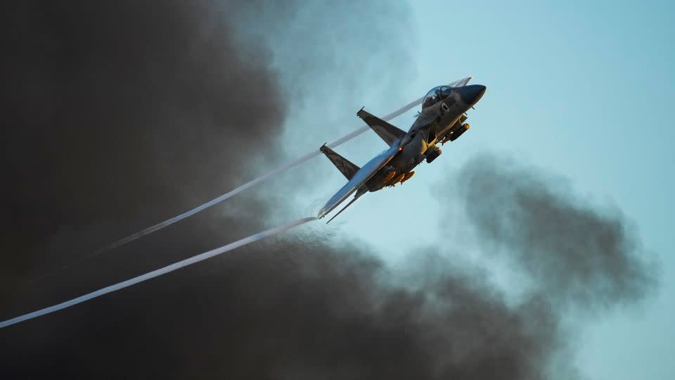 An Israeli air force F-15 warplane near the southern city of Beersheba. - Tsafrir Abayov/AP