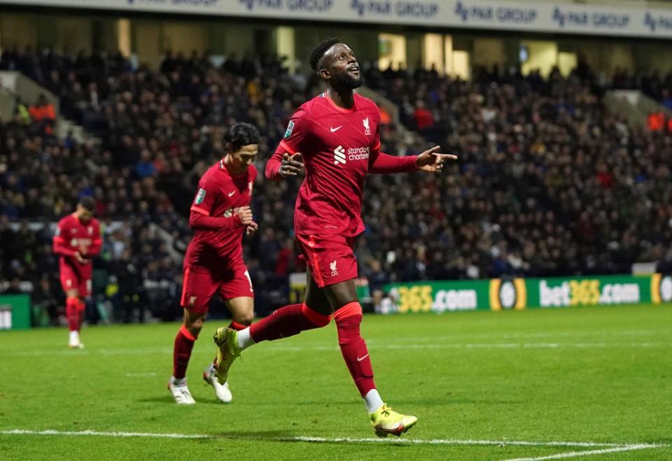 Divock Origi netted Liverpool’s second goal at Preston (Jon Super/AP) (AP)