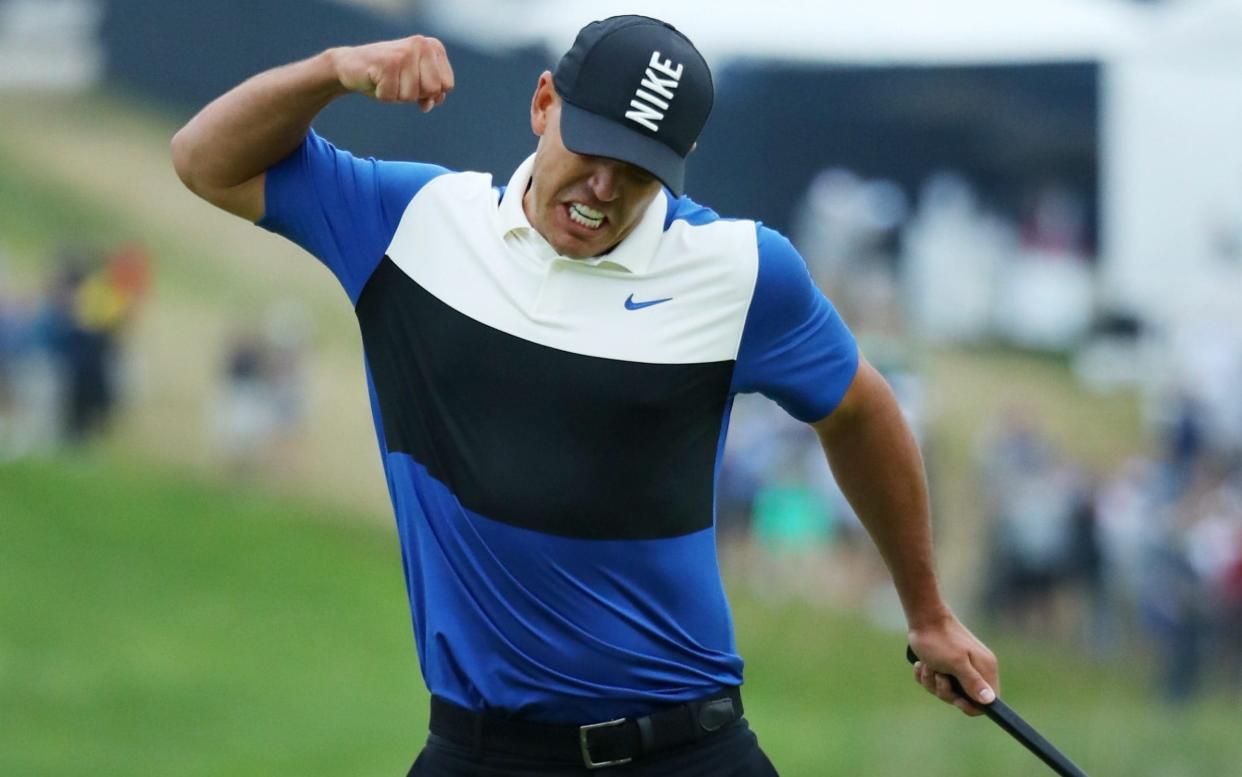 Brooks Koepka holds his nerve on the 18th green to win the USPGA Championship for the second successive year - Getty Images North America