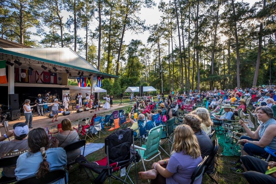 Papaloko & Loray Mystik perform in the Amphitheater during a past Florida Folk Festival at Stephen Foster State Park.