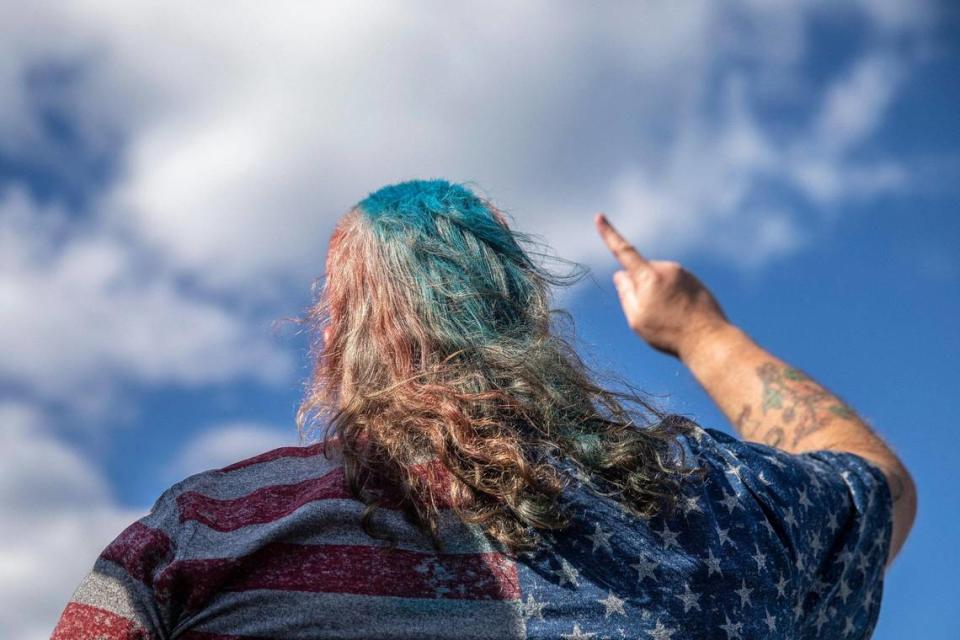 John Reffett, of Clay City, competes in the mullet competition during the 2021 Mt. Sterling Court Day Festival in Mt. Sterling, Ky., on Saturday, Oct. 16, 2021.